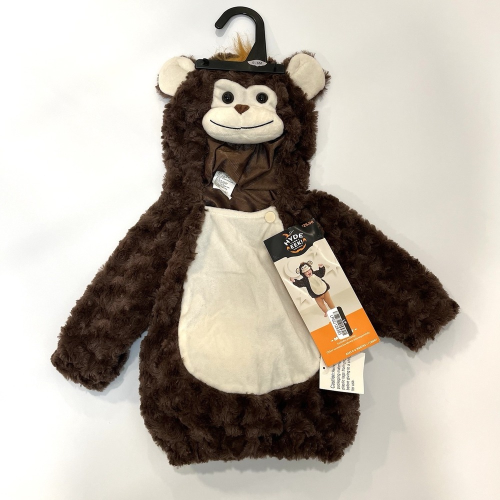 Hyde and Eek Infant Monkey Costume Pullover Size 0-6 Months Halloween NWT